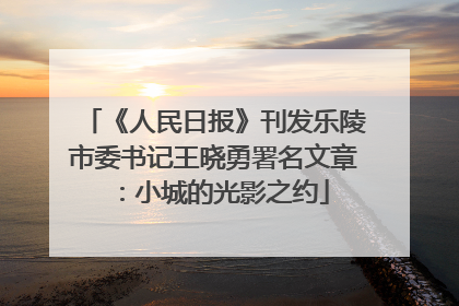 《人民日报》刊发乐陵市委书记王晓勇署名文章：小城的光影之约