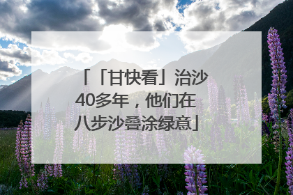 「甘快看」治沙40多年，他们在八步沙叠涂绿意