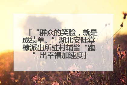 “群众的笑脸，就是成绩单。”湖北安陆棠棣派出所驻村辅警“跑”出幸福加速度