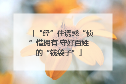 “经”住诱惑“侦”惜拥有 守好百姓的“钱袋子”