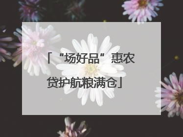 “场好品”惠农贷护航粮满仓