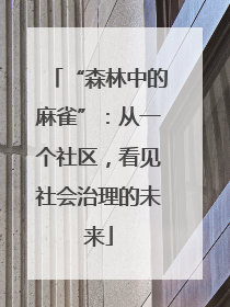 “森林中的麻雀”：从一个社区，看见社会治理的未来