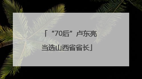 “70后”卢东亮当选山西省省长