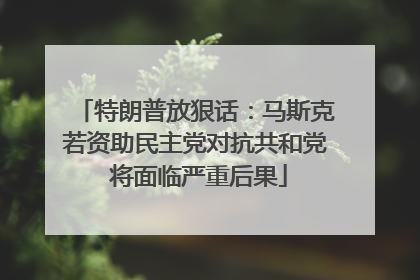 特朗普放狠话：马斯克若资助民主党对抗共和党 将面临严重后果