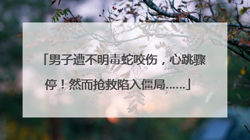 男子遭不明毒蛇咬伤，心跳骤停！然而抢救陷入僵局……