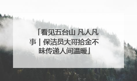 看见五台山 凡人凡事｜保洁员大哥拾金不昧传递人间温暖