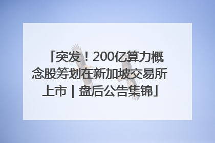 突发！200亿算力概念股筹划在新加坡交易所上市｜盘后公告集锦