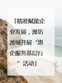 精准赋能企业发展，潍坊潍城开展“惠企服务基层行”活动