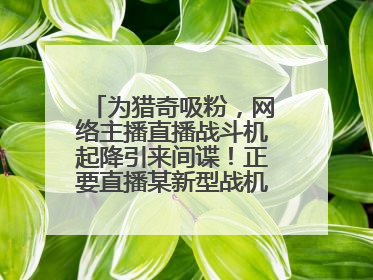 为猎奇吸粉，网络主播直播战斗机起降引来间谍！正要直播某新型战机试飞时……