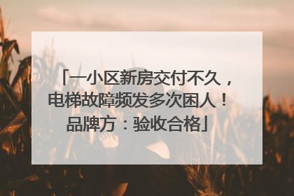一小区新房交付不久，电梯故障频发多次困人！品牌方：验收合格