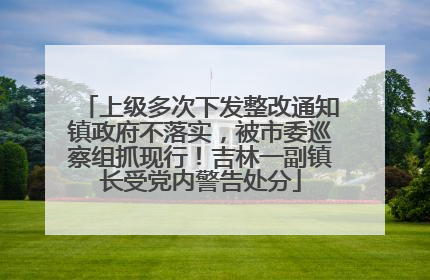 上级多次下发整改通知镇政府不落实，被市委巡察组抓现行！吉林一副镇长受党内警告处分