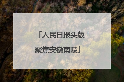 人民日报头版聚焦安徽南陵
