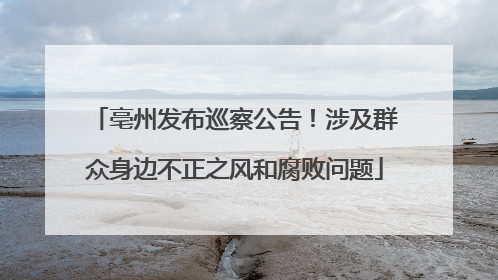 亳州发布巡察公告！涉及群众身边不正之风和腐败问题