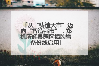 从“铸造大市”迈向“智造强市”，郑机所辉县园区揭牌暨备份线启用