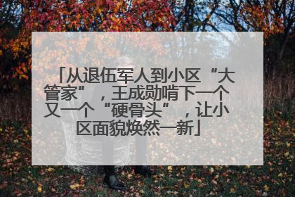 从退伍军人到小区“大管家”，王成勋啃下一个又一个“硬骨头”，让小区面貌焕然一新