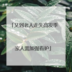 又到老人走失高发季 家人需加强看护