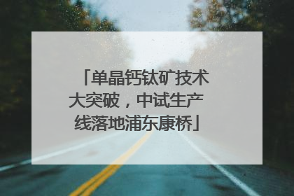 单晶钙钛矿技术大突破，中试生产线落地浦东康桥