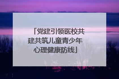 党建引领医校共建共筑儿童青少年心理健康防线