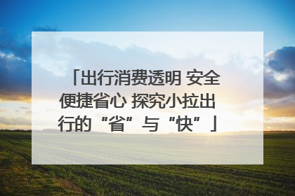出行消费透明 安全便捷省心 探究小拉出行的“省”与“快”