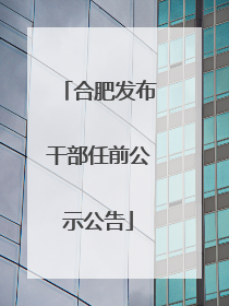 合肥发布干部任前公示公告