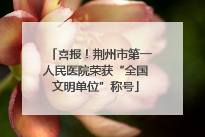 喜报！荆州市第一人民医院荣获“全国文明单位”称号