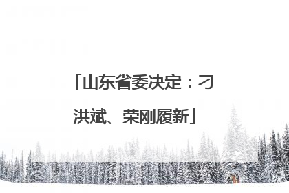 山东省委决定：刁洪斌、荣刚履新