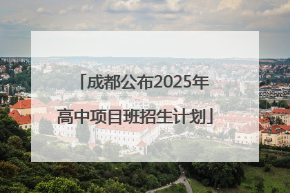 成都公布2025年高中项目班招生计划