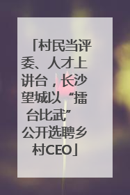村民当评委、人才上讲台，长沙望城以“擂台比武” 公开选聘乡村CEO