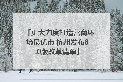 更大力度打造营商环境最优市 杭州发布8.0版改革清单