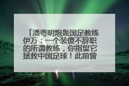 潘粤明炮轰国足教练伊万：一个装傻不辞职的所谓教练，你指望它拯救中国足球！此前曾多次发文评价国足
