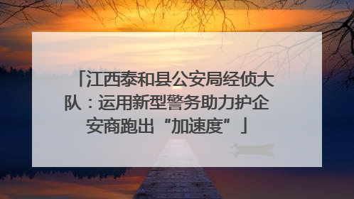江西泰和县公安局经侦大队：运用新型警务助力护企安商跑出“加速度”
