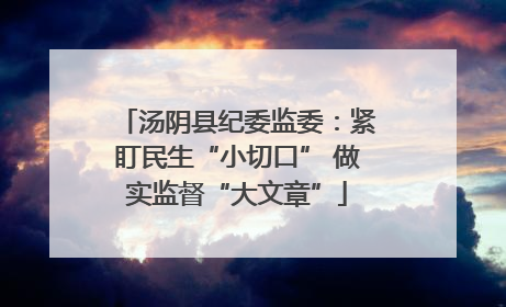 汤阴县纪委监委：紧盯民生“小切口” 做实监督“大文章”