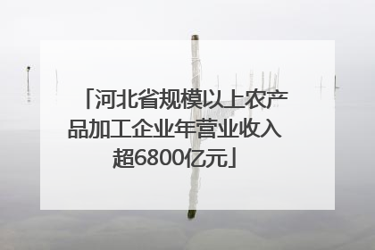 河北省规模以上农产品加工企业年营业收入超6800亿元
