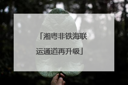 湘粤非铁海联运通道再升级