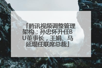 腾讯视频调整管理架构：孙忠怀升任BU董事长，王娟、马延琨任联席总裁