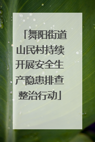 舞阳街道山民村持续开展安全生产隐患排查整治行动