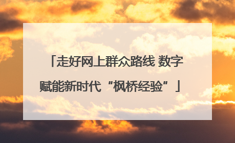 走好网上群众路线 数字赋能新时代“枫桥经验”