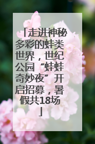 走进神秘多彩的蛙类世界，世纪公园“蛙蛙奇妙夜”开启招募，暑假共18场