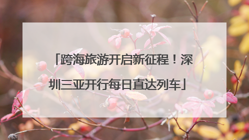 跨海旅游开启新征程！深圳三亚开行每日直达列车