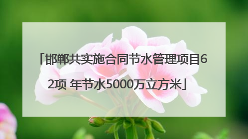 邯郸共实施合同节水管理项目62项 年节水5000万立方米