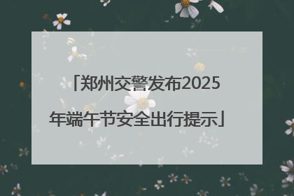 郑州交警发布2025年端午节安全出行提示