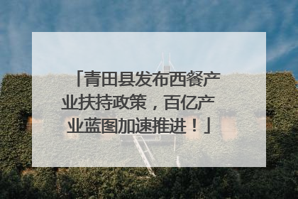 青田县发布西餐产业扶持政策，百亿产业蓝图加速推进！
