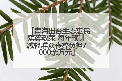 青海出台生态惠民殡葬政策 每年预计减轻群众丧葬负担7000余万元