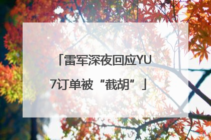 雷军深夜回应YU7订单被“截胡”