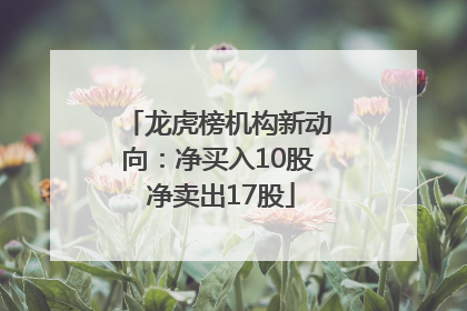 龙虎榜机构新动向：净买入10股 净卖出17股