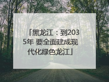 黑龙江：到2035年 要全面建成现代化绿色龙江