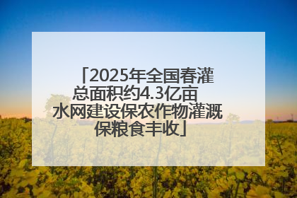2025年全国春灌总面积约4.3亿亩 水网建设保农作物灌溉 保粮食丰收