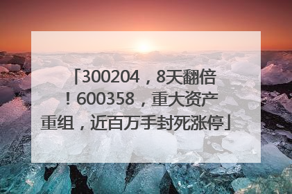 300204，8天翻倍！600358，重大资产重组，近百万手封死涨停