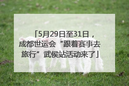5月29日至31日，成都世运会“跟着赛事去旅行”武侯站活动来了